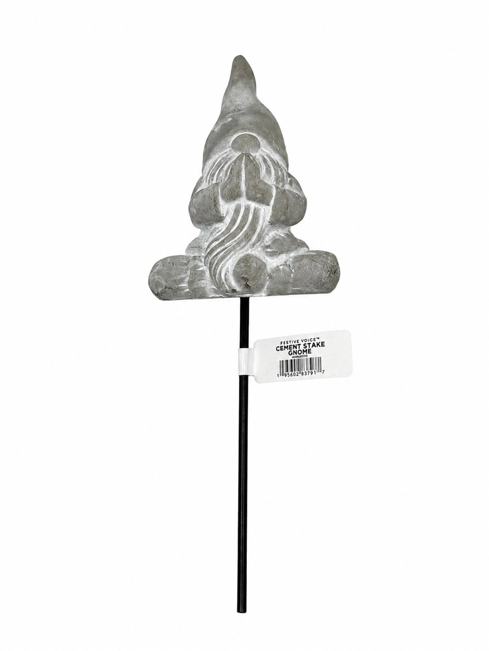 Festive Voice Cement Gnome Garden Stake Gray Outdoor Yard Décor 9”